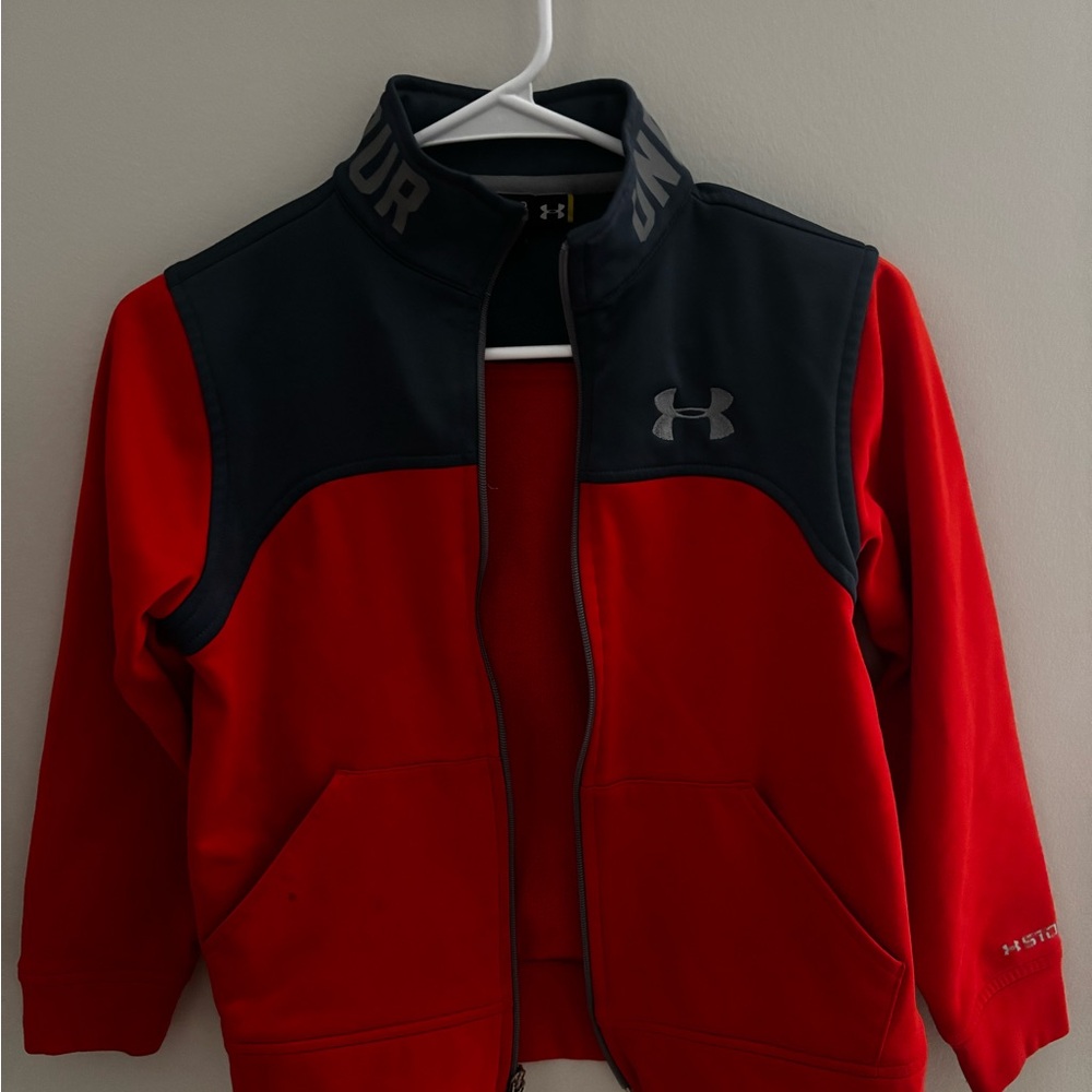 Under Armour Gray and Orange Fleece Jacket Youth XS